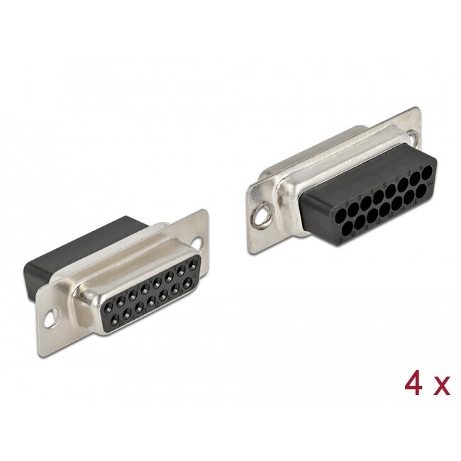 Delock D-Sub 15 pin crimp female, metal, 4 pieces