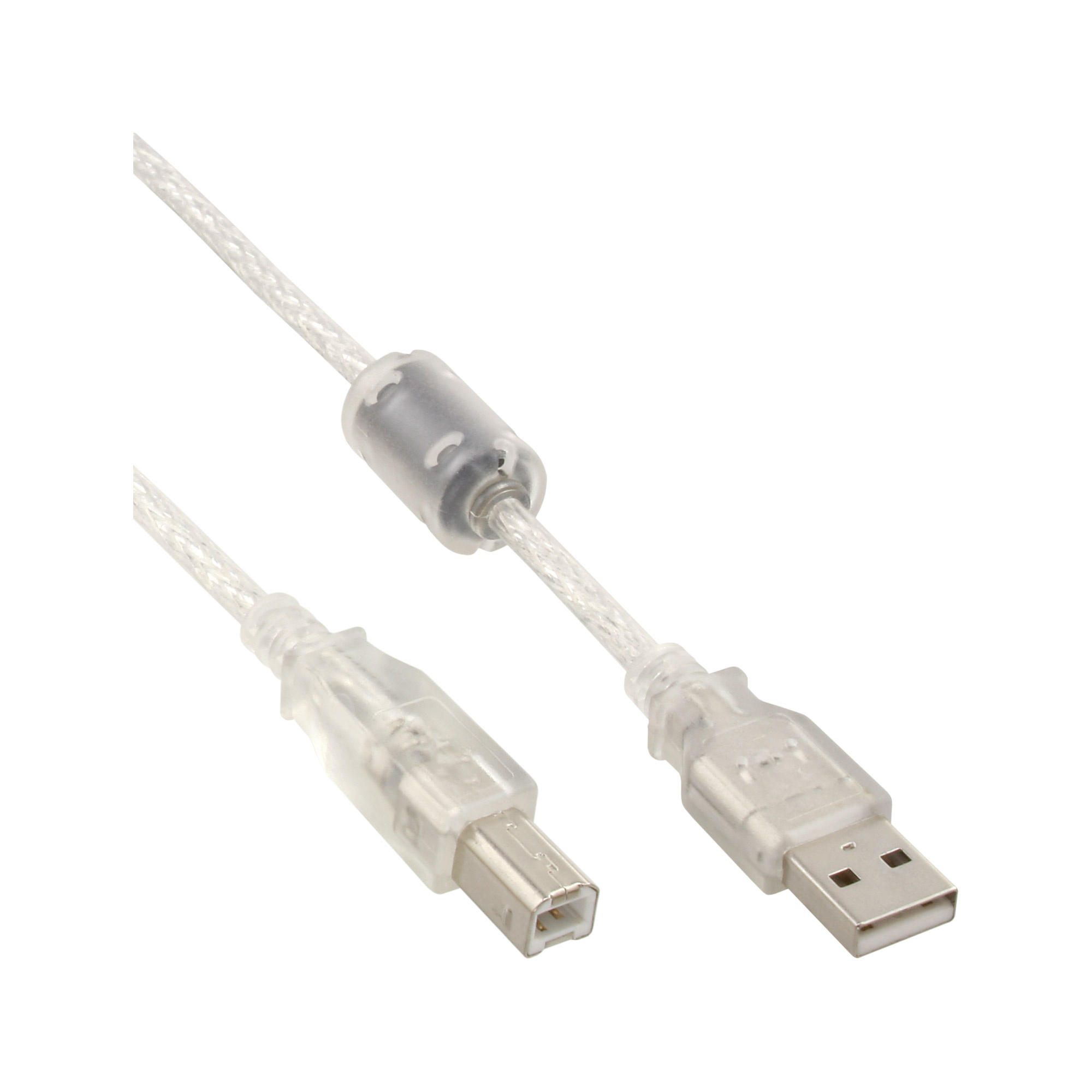 InLine 34557. Snoerlengte: 7 m, Aansluiting 1: USB A, Aansluiting 2: USB B, USB-versie: USB 2.0, Maximale overdrachtssnelheid van gegevens: 480 Mbit/s, Kleur van het product: Trans