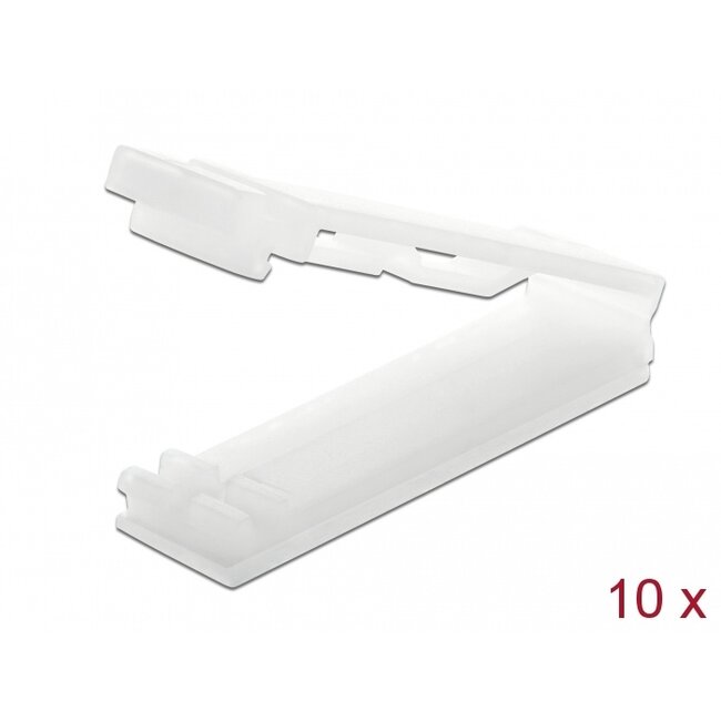 Delock Flat cable holder with locking clip self-adhesive natural 10 pieces