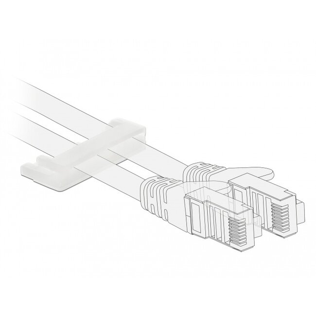 Delock Flat cable holder with locking clip self-adhesive natural 10 pieces