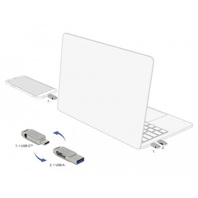 Delock USB 5 Gbps USB-C™ + Type-A Memory Stick 32 GB - Metal Housing