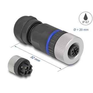DeLOCK Delock M12 Connector A-coded 4 pin female for mounting with screw connection