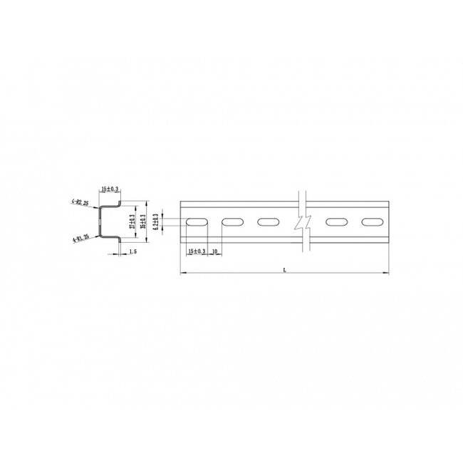 Delock DIN Rail 35 x 15 mm (25 cm) Steel