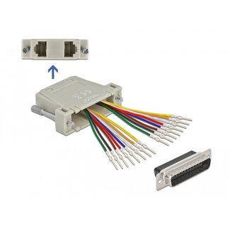 DeLOCK Delock D-Sub 25 pin crimp male to 2 x RJ45 female with assembly kit beige