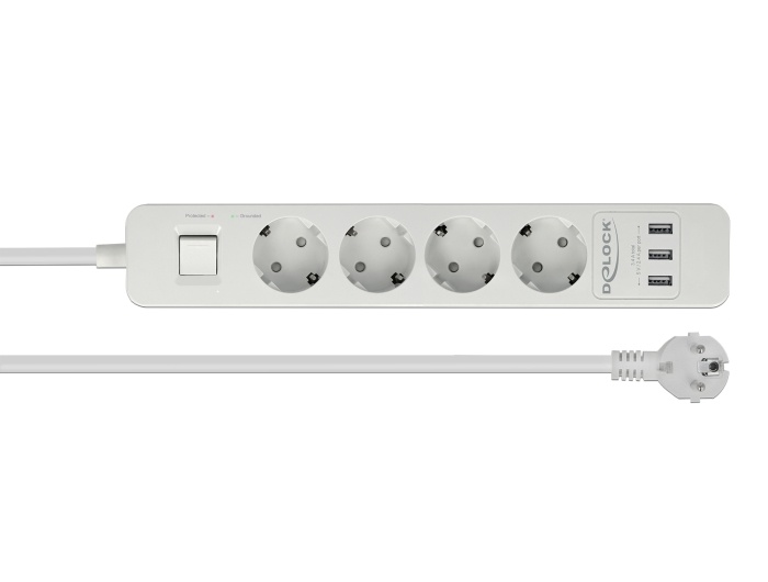 DeLOCK 4-weg stekkerdoos met USB-poorten