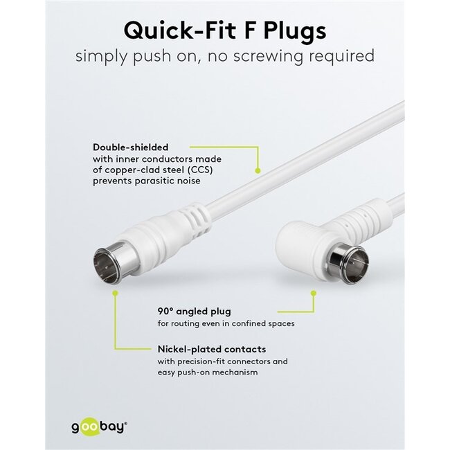 Goobay Angled SAT Antenna Cable (80 dB), Double Shielded 3.5 m