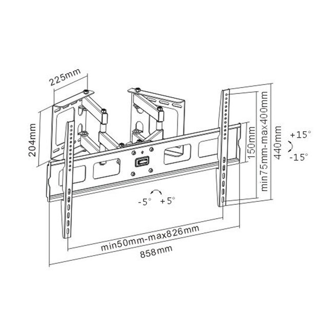 InLine® Hoek-Muurbeugel, voor LED/LCD/Plasma, 94-160cm (37-63"), tot 60kg