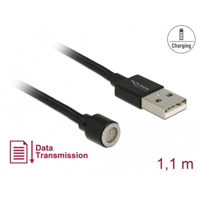 Delock Magnetic USB Data and Charging Cable black 1.1 m