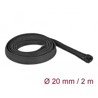 DeLOCK Delock Braided Sleeve with zip fastener heat-resistant 2 m x 20 mm black