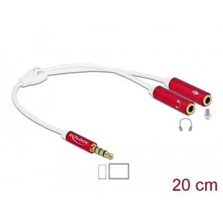 DeLOCK Delock Headset Adapter 1 x 3.5 mm 4 pin Stereo jack male to 2 x 3.5 mm 4 pin Stereo jack female with textile shielding 20 cm