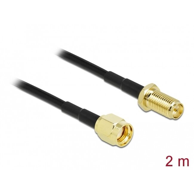 Delock Antenna Cable RP-SMA plug to RP-SMA jack LMR/CFD100 2 m low loss