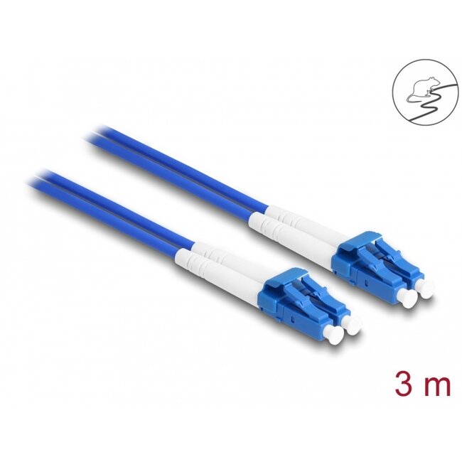 Delock Fiber Optical Cable with metal armouring LC Duplex to LC Duplex Singlemode OS2 3 m