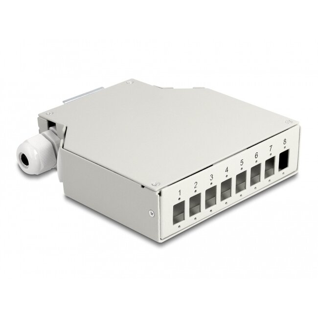 Delock Fiber Optic Distribution Box for DIN rail 8 port grey