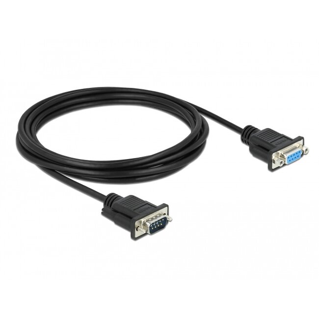 Delock Serial Cable RS-232 D-Sub9 male to female null modem with narrow plug housing 3 m