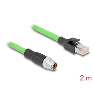 DeLOCK Delock M12 Cable X-coded 8 pin male to RJ45 male PUR (TPU) 2 m