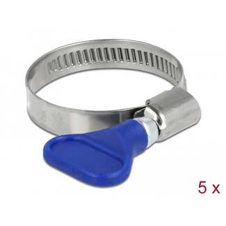 DeLOCK Delock Butterfly Hose Clamp stainless steel 400 SS 25 - 40 mm 5 pieces blue