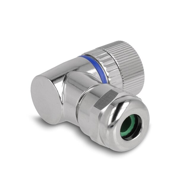 Delock M12 Connector A-coded 3 pin female for mounting with screw connection 90° angled metal
