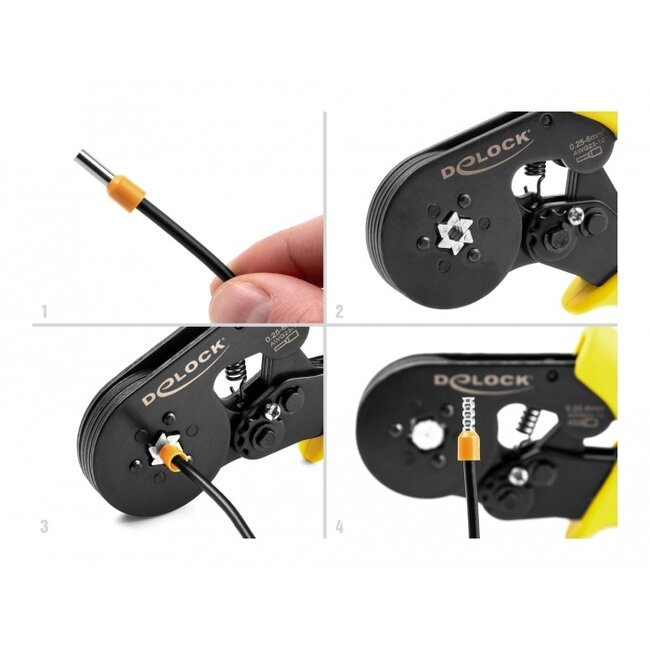 Delock Tool for crimping wire end ferrules self-adjusting - hexagon