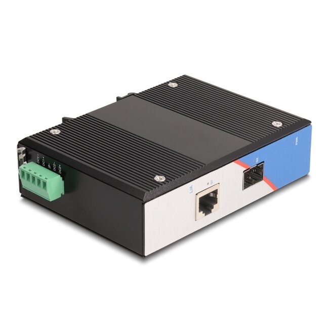 Delock Industrial Gigabit Media Converter RJ45 to SFP for DIN rail
