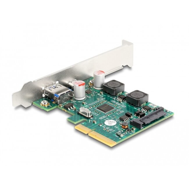 Delock PCI Express x4 Card to 1 x external USB 10 Gbps Type-C™ female + 1 x external USB 10 Gbps Type-A female - Low Profile Form Factor