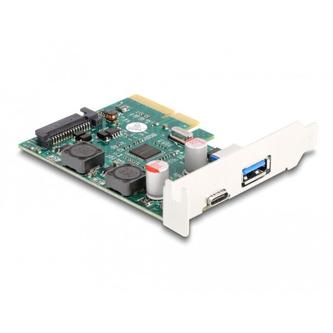 Delock PCI Express x4 Card to 1 x external USB 10 Gbps Type-C™ female + 1 x external USB 10 Gbps Type-A female - Low Profile Form Factor