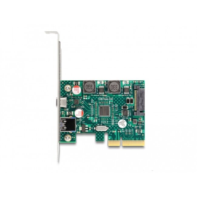 Delock PCI Express x4 Card to 1 x external USB 10 Gbps Type-C™ female + 1 x external USB 10 Gbps Type-A female - Low Profile Form Factor