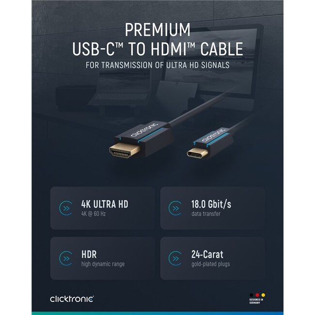 Clicktronic USB-C™ to HDMI™ Adapter Cable 1 m