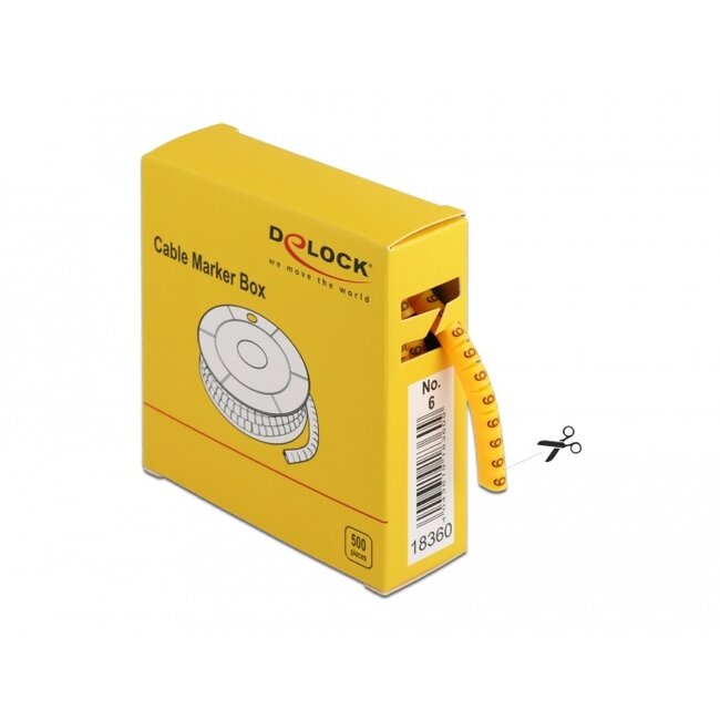 Delock Cable Marker Box, No. 6, yellow, 500 pieces