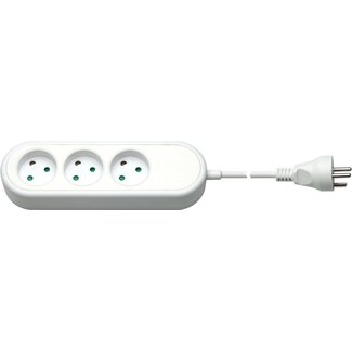 Goobay Goobay 3-Way Extension Lead Denmark, 1,5 m, White 1.5 m