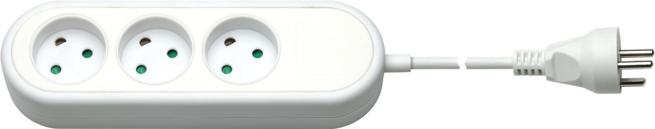 Goobay 3-Way Extension Lead Denmark, 1,5 m, White 1.5 m |