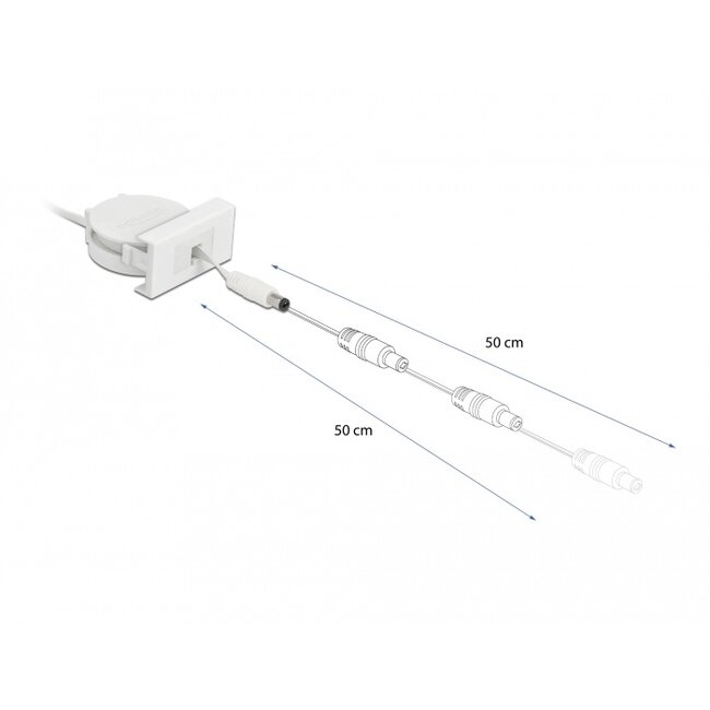 Delock Easy 45 Module Power Retractable Cable DC 5.5 x 2.1 mm female / male white