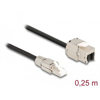 DeLOCK Delock Cable RJ45 plug field assembly to Keystone Module RJ45 jack Cat.6A 25 cm