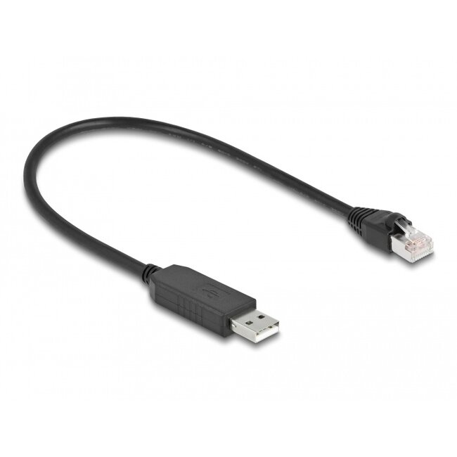 Delock Serial Connection Cable with FTDI chipset, USB 2.0 Type-A male to RS-232 RJ45 male 25 cm black