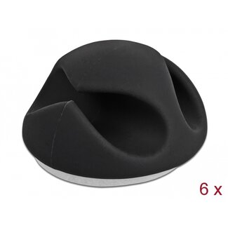 DeLOCK Delock Cable Holder with 2 feed-throughs self-adhesive Set 6 pieces black