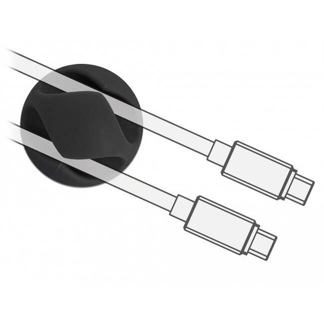 Delock Cable Holder with 2 feed-throughs self-adhesive Set 6 pieces black