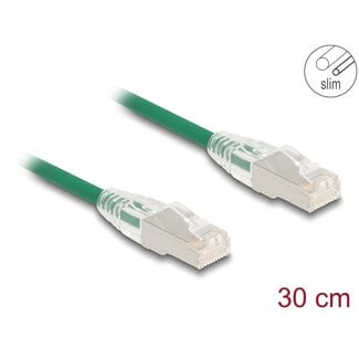 DeLOCK Delock RJ45 Network Cable Cat.6A plug to plug with curved latch U/FTP Slim 0.3 m green