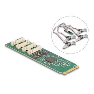 DeLOCK Delock M.2 Card to 4 x Serial RS-232 DB9 with Standard and Low Profile slot brackets