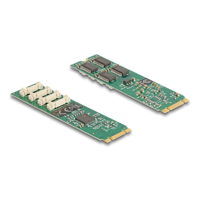 Delock M.2 Card to 4 x Serial RS-232 DB9 with Standard and Low Profile slot brackets