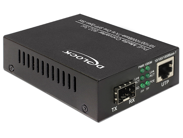 Delock Convertor Delock PoE+ Media Converter 10/100/1000Base-T to SFP | Onlinekabelshop.nl