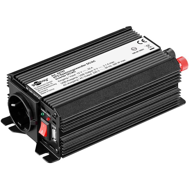 Goobay Voltage Converter DC/AC (12 V - 230 V/300 W) USB