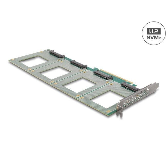 Delock PCI Express 4.0 x16 Card to 4 x internal U.2 NVMe SFF-8639 - Bifurcation (LxW: 288 x 122 mm)
