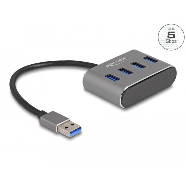 Delock 4 Port USB 5 Gbps Hub with USB Type-A connector – USB Type-A ports on top
