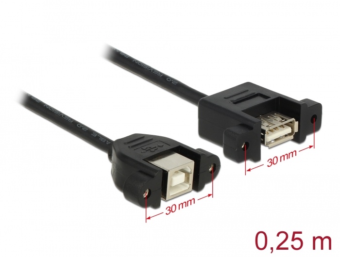 Delock - USB 2.0 A Female naar USB 2.0 B Female - 0.25 m