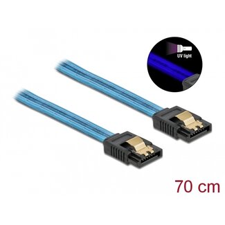 DeLOCK Delock SATA 6 Gb/s Cable UV glow effect blue 70 cm