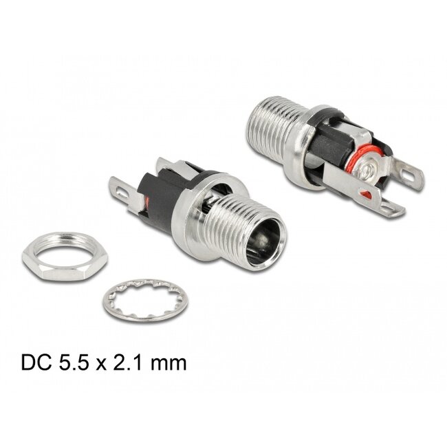Delock Connector DC 5.5 x 2.1 x 12.0 mm female bulkhead soldering version