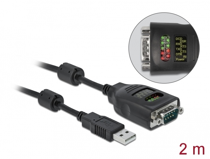 DeLOCK 90497. Kleur van het product: Zwart, Lengte snoer: 2 m, Aansluiting 1: USB Type-A. Aantal per verpakking: 1 stuk(s)