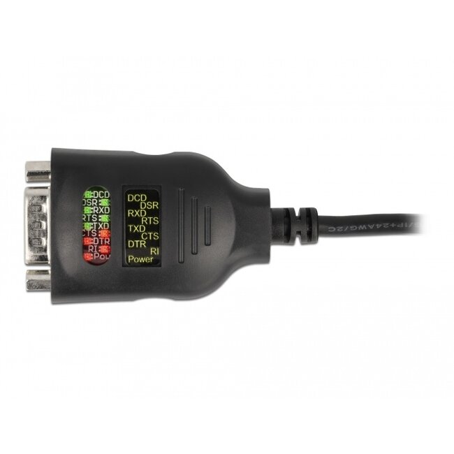 Delock USB Type-A to Serial DB9 Adapter with 9 LED RS-232 Tester