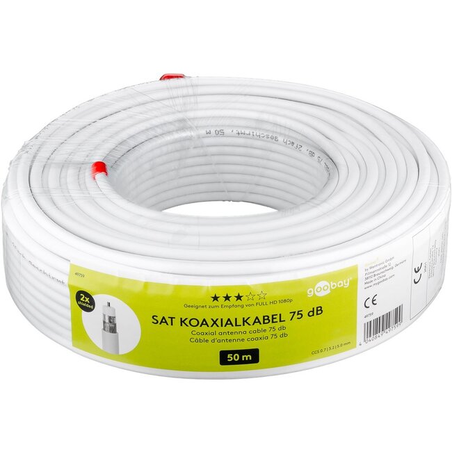 Goobay 75 dB SAT Coaxial Cable, Double Shielded 50 m