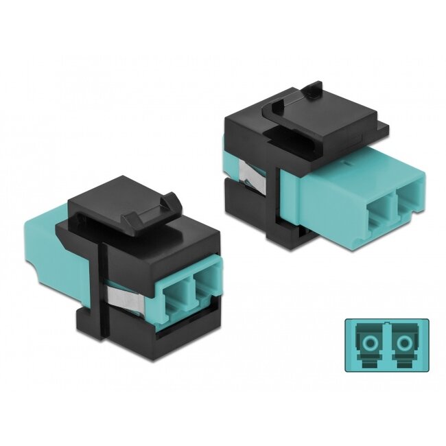 Delock Keystone Module LC Duplex female to LC Duplex female aqua / black