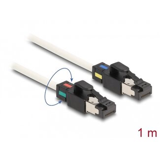DeLOCK Delock Network Cable RJ45 plug to plug Cat.6A S/FTP with rotatable colour clips 1 m white